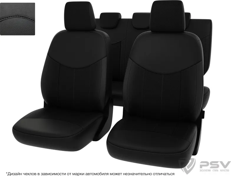 Чехлы Оригинал на сидения для VW Amarok 2010-2020, цвет черный/отстрочка черная
