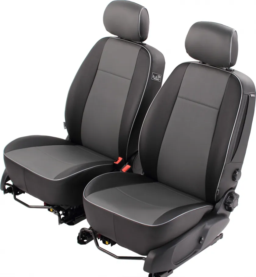 Чехлы Autofamily на сидения (ткань/эко-кожа) для Lada Kalina II (цельное заднее сиденье) 2013-2020, цвет Серый/Черный