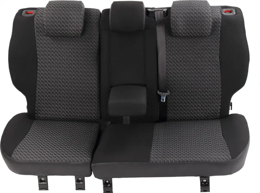Чехлы Autofamily на сидения (жаккард - черная эко-кожа) для Ford Mondeo IV Trend 2007-2013, цвет Серый/Черный