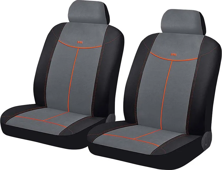 Чехлы универсальные Hadar Rosen Alcantara облегченные на передние сидения авто, цвет Серый/Черный/Оранжевый