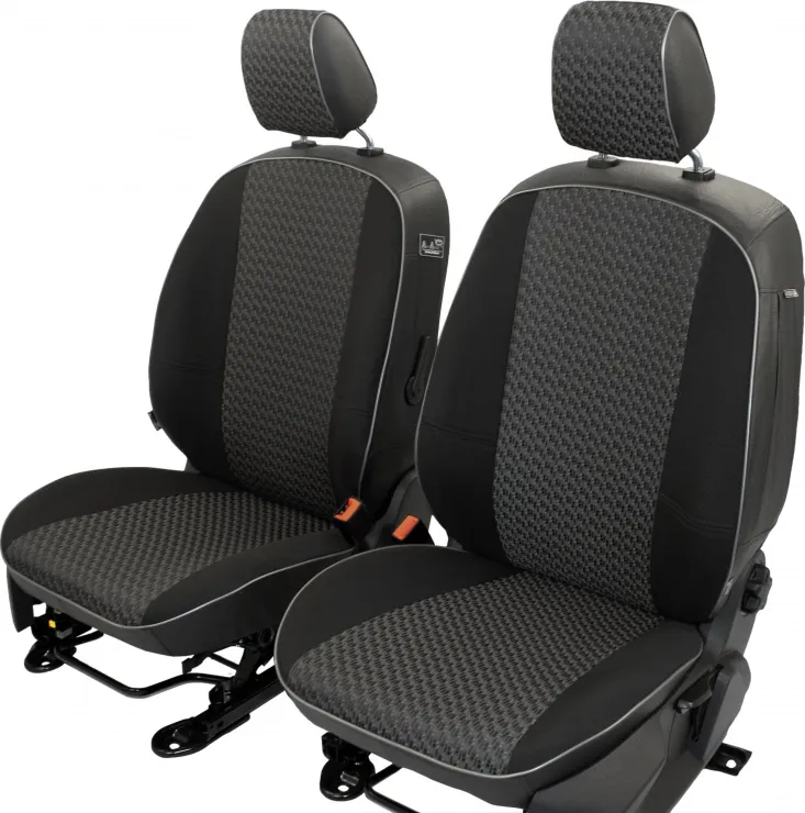 Чехлы Autofamily на сидения (жаккард - черная эко-кожа) для Ford Focus III Trend Sport 2011-2015, цвет Серый/Черный