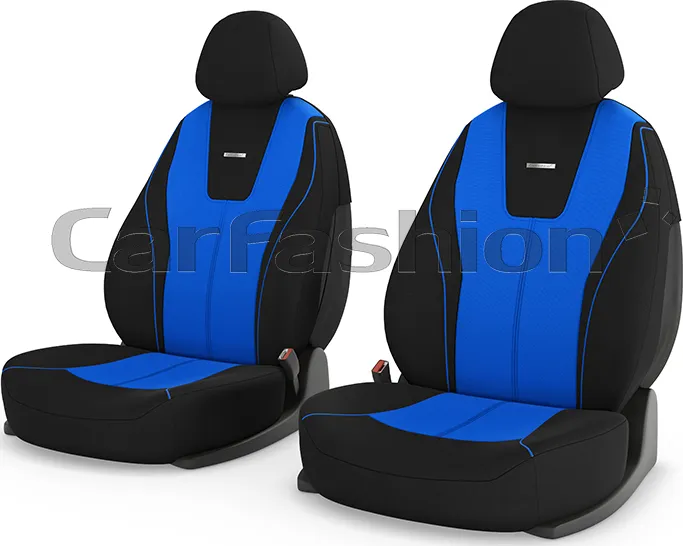 Чехлы универсальные CarFashion Douglas на передние сидения авто, цвет Синий/Черный/Синий