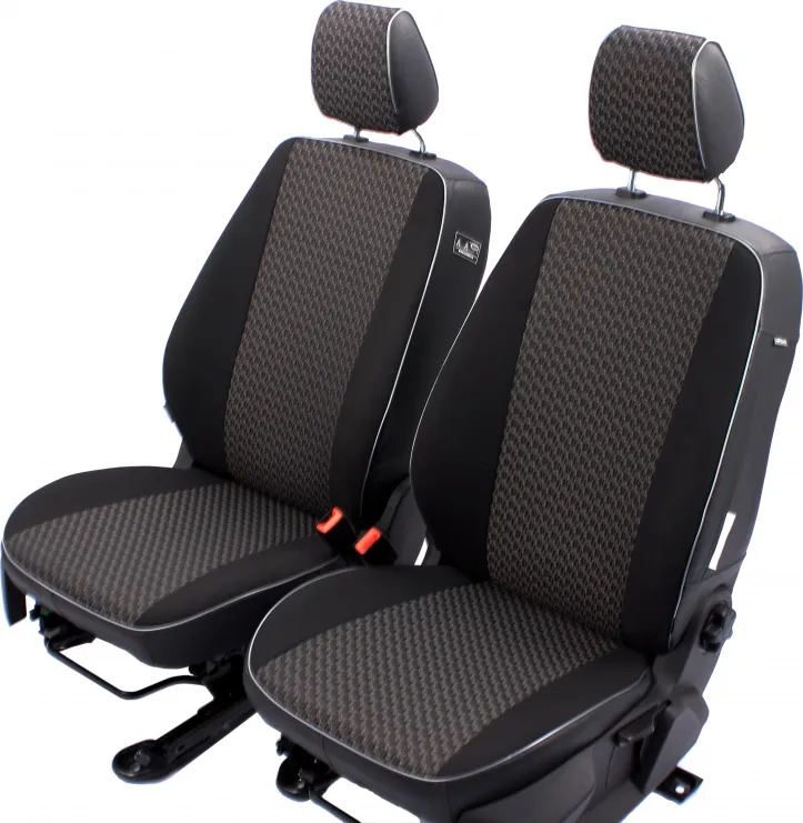Чехлы Autofamily на сидения (жаккард - черная эко-кожа) для Ford Focus III (кроме Titanium) 2011-2015, цвет Серый/Черный