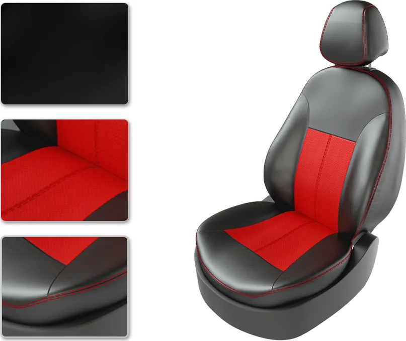 Чехлы CarFashion Classic на сидения для Chevrolet TrailBlazer II 2012-2020, цвет Черный/Красный/Красный