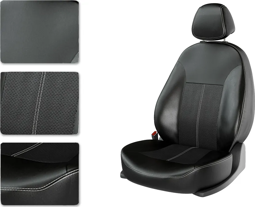 Чехлы CarFashion Classic на сидения для Mitsubishi Pajero IV 2006-2014, цвет Черный/Черный/Белый
