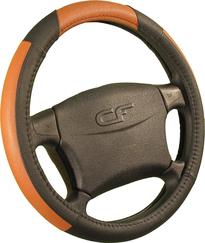 Оплётка на руль CarFashion Buffalo (размер M, экокожа, цвет ЧЕРНЫЙ/КОРИЧНЕВЫЙ)