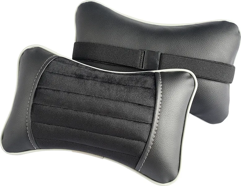 Подушка под шею CarFashion Monako ортопедическая, цвет Черный/Черный/Серый/Серый