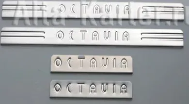 Накладки Alvi-Style  на внутренние пороги с надписью для Skoda Octavia II 2004-2013