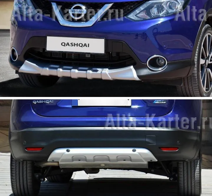 Комплект накладок Voyager переднего и заднего бамперов для Nissan Qashqai II 2014-2015
