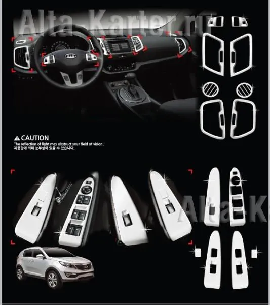 Накладки Autoclover во внутренний интерьер (торпеда+двери) для Kia Sportage III 2014-2020