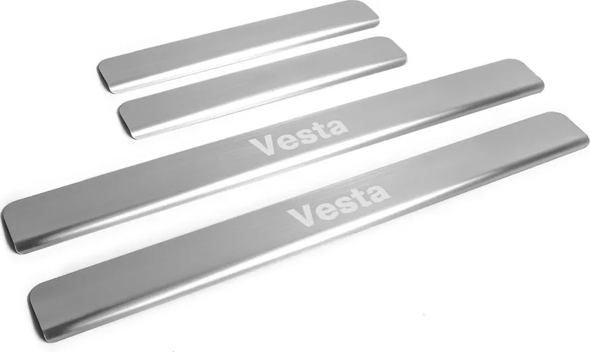 Накладки Rival на пороги (с надписью) для Lada Vesta седан, универсал 2015-2020, Vesta Cross универсал 2017-2020