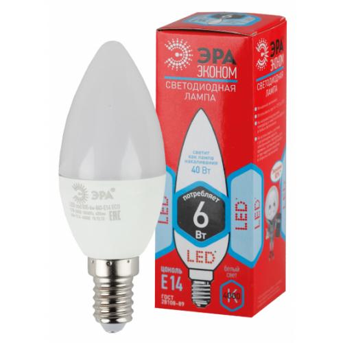 ЭРА Б0030019 ECO LED B35-8W-840-E14 Лампа ЭРА (диод, свеча, 8Вт, нейтр, E14)