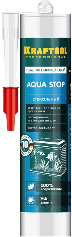 Герметик Kraftool 412562 kraftseal gx107 aqua stop силиконовый стекольный прозрачный 