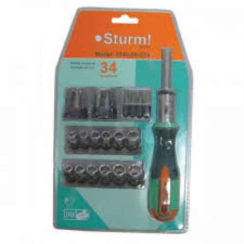 Набор отверточных бит с рукояткой-адаптером Sturm 1040-09-S34, 34 предмета