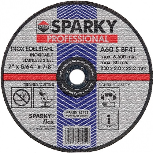 Отрезн. диск для нержавеющей стали 125x1,2x22.2 A60 S BF41, 10 шт. Sparky
