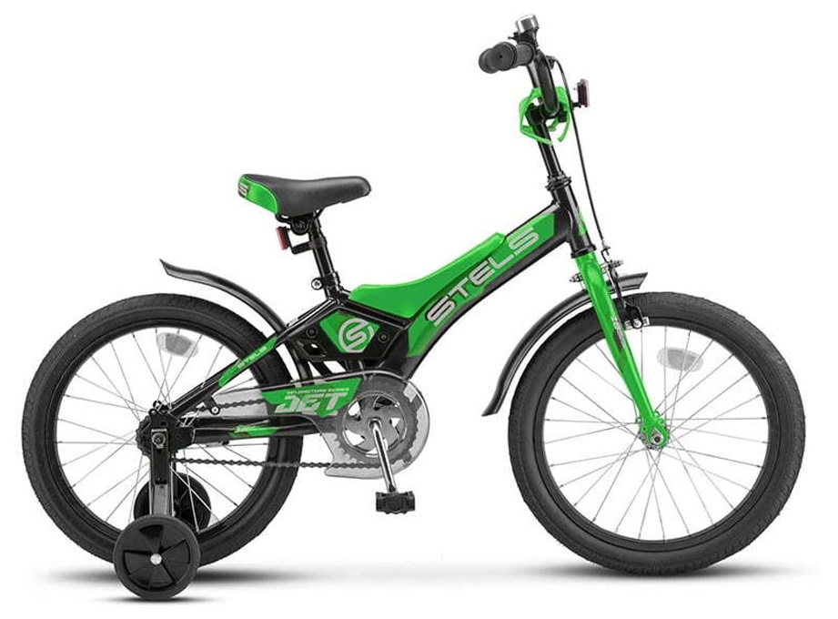 Велосипед 18 детский STELS Jet (2020), черный/зеленый LU084543