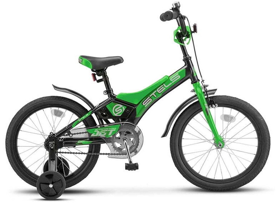 Велосипед 16 детский STELS Jet (2020), черный/зеленый LU085920