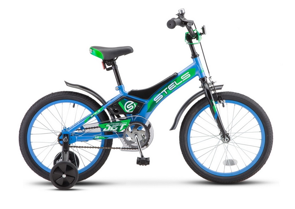 Велосипед 18 детский STELS Jet (2020), голубой/зелёный LU085922