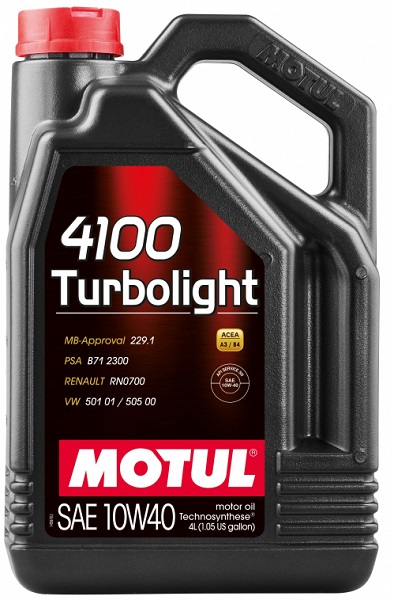 Масло моторное полусинтетическое MOTUL 4100 Turbolight 109462 10W-40 4 л