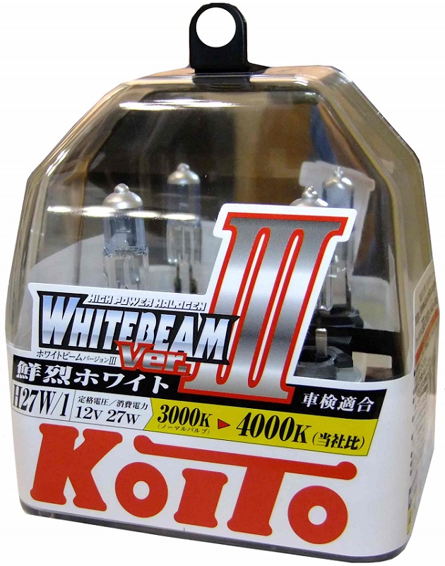Лампа галогенная Koito P0728W Whitebeam H27/1, 12V, 27W (55W) 4000K, комплект 2 шт.