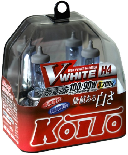 Лампа галогенная Koito P0746W Whitebeam H4, 12V, 60/55W (100/90W) 3700K, комплект 2 шт.