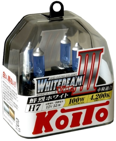 Лампа галогенная Koito P0755W Whitebeam H7, 12V, 55W (100W) 4200K, комплект 2 шт.