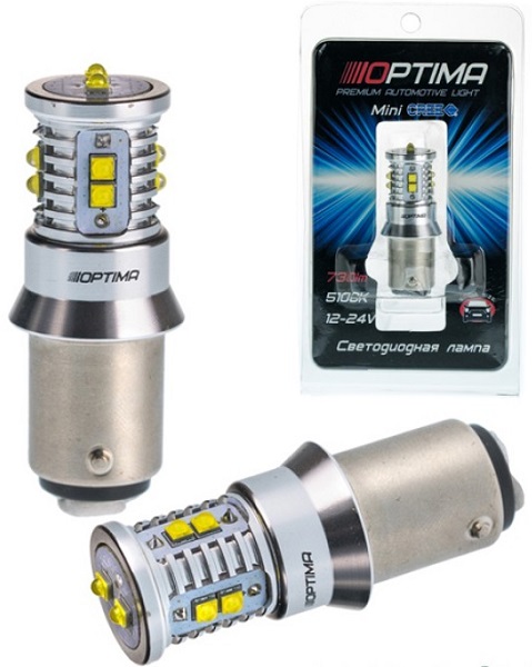 Лампа светодиодная Optima OP-P21/5W-CAN-50W W21/5W / P21/5W 12-24В 7,7Вт, 1шт