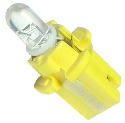 Лампа светодиодная MegaPower M-30429Y bax1.2w (w2*4.6d с патроном b8.5d) led standard yellow 12В
