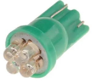 Лампа светодиодная MegaPower M-10313G t10w (w2,1x9,5d) 4 led green 12В