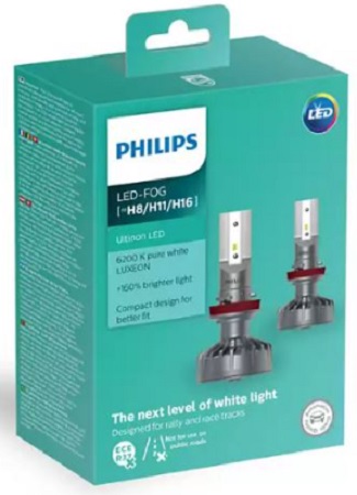 Лампы светодиодные Philips 11366 ULWX2 6200к H8/H11/H16 Ultinon LED, 12В 