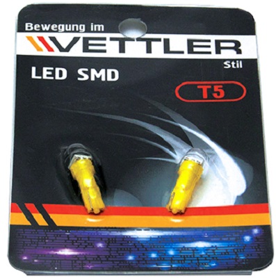 Лампа светодиодная Vettler T51250501YELLOW 12 v t5-1 smd желтая индикаторная б/цок подсв прибор (к-т 2шт) 