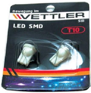Лампа светодиодная Vettler T101250501WHITE 12 v t10-1 smd белая повторит, габарит б/цок 