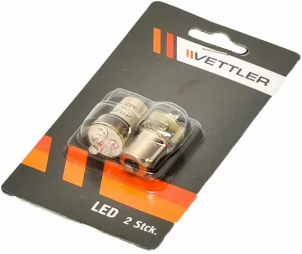 Лампа светодиодная Vettler 24V21WBA15SRED 24 v 21 w 3 led красная габарит поворот стоп. (к-т 2шт) 