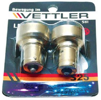 Лампа светодиодная Vettler S251250506WHITE 12 v s25-6 smd белая стоп-сигнал, повторитель 1 конт (к-т 2шт) 