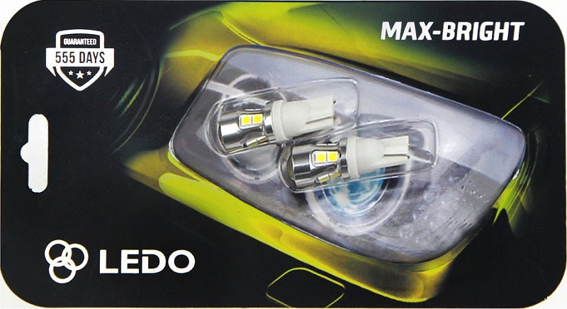 Лампа светодиодная Ledo 2850CWS10B2 Max-Bright W5W 12В