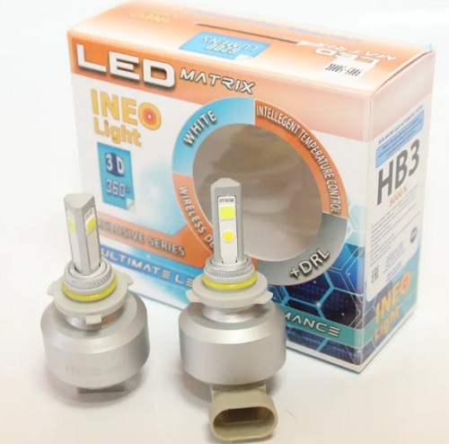 Лампа светодиодная Amiwa DRL-HB3-3D-5000K HB3 12В 54Вт, 2шт