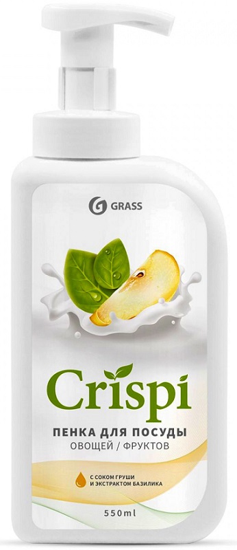 Пенка для мытья посуды Grass 125455 CRISPI с соком груши и экстрактом базилика, 550мл