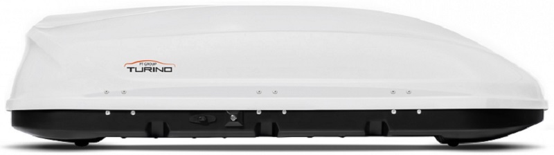 Автомобильный бокс-багажник на крышу PT GROUP Turino 1 00002501, аэродинамический, белый, двустороннее открывание