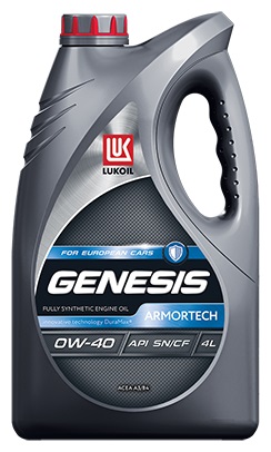 Масло моторное синтетическое Lukoil 3150665 Genesis Armortech 0W-40, 4л