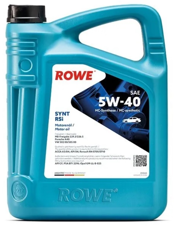 Масло моторное синтетическое Rowe 20068-0050-03 Hightec Synt RS 5W-40, 5л