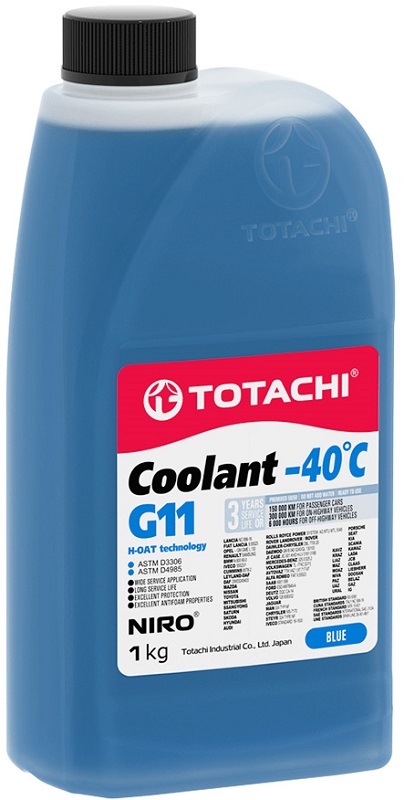 Жидкость охлаждающая Totachi 46301 NIRO COOLANT Blue G11, синяя, 0.9л