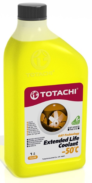 Жидкость охлаждающая Totachi 43801 EXTENDED LIFE COOLANT, жёлтая, 1л