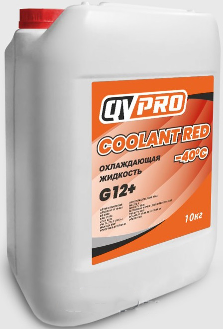 Жидкость охлаждающая QVPRO 4603766038360 Coolant Red -40C G12+, красная, 9.32л