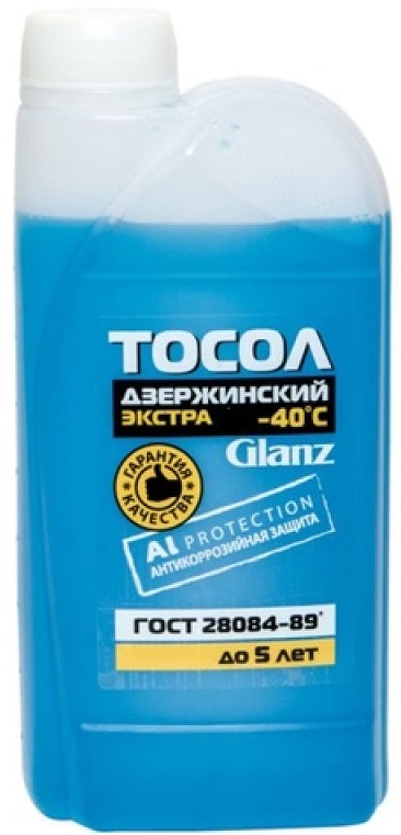 Жидкость охлаждающая Glanz GL-005 Дзержинский ОЖ-40, синяя, 0.9л