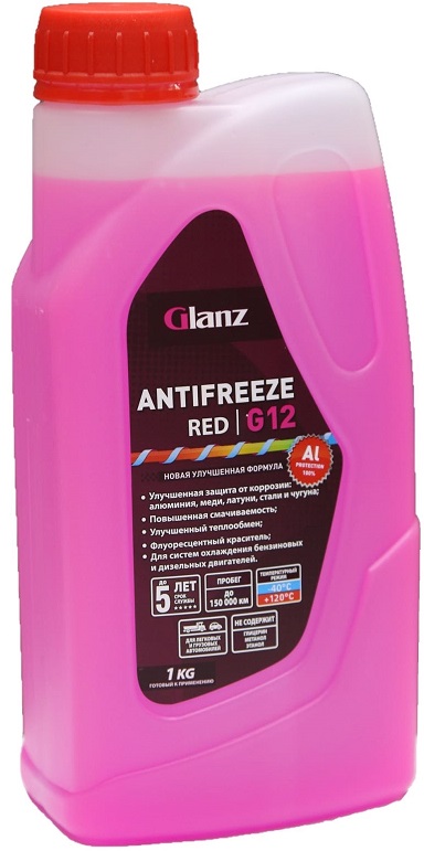 Жидкость охлаждающая Glanz GL-003 G-11, красная, 0.9л