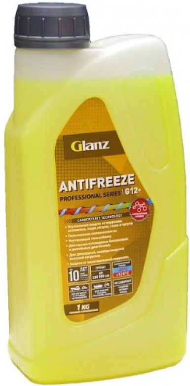 Жидкость охлаждающая Glanz GL-013 G-12+ Carboxylate, жёлтая, 0.9л