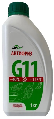 Жидкость охлаждающая LivCar 1001-LCA-001G Антифриз G11, зелёная, 0.9л