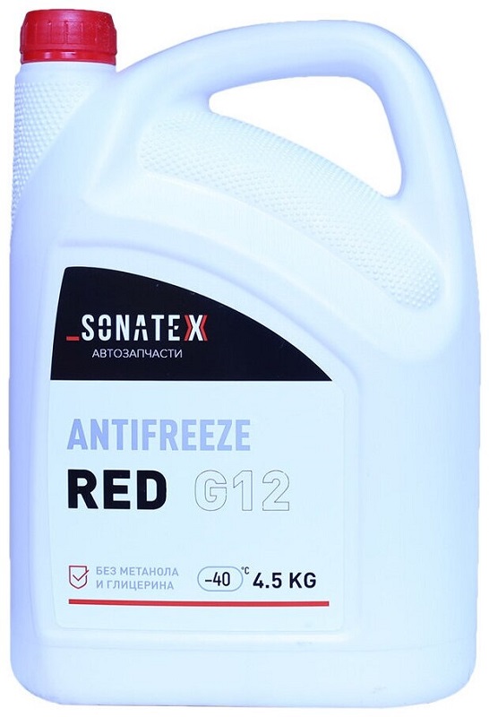 Жидкость охлаждающая Sonatex 102623 Antifreeze G12, красная, 4л
