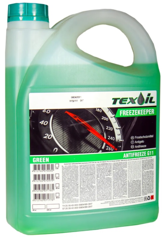 Жидкость охлаждающая Texoil ОЖ30118 Freezekeeper Green G11, зелёная, 4.5л