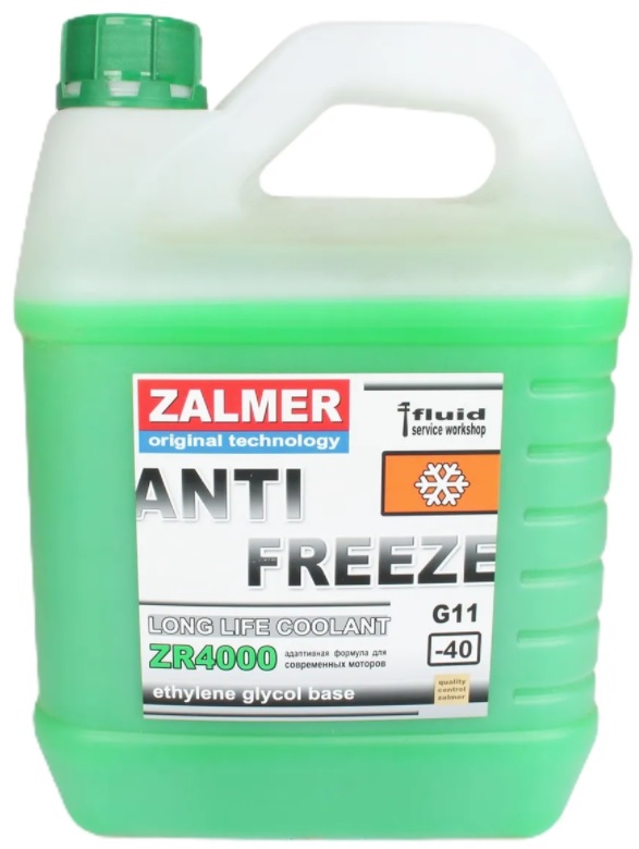 Жидкость охлаждающая ZALMER ZR40G004 Antifreeze LLC ZR 4000 G11, зелёная, 3.6л